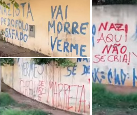 Muro da residência foi alvo de pichações 